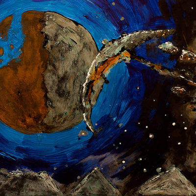 Malereien Crescent Moon - Acryl & Rost - Racuun