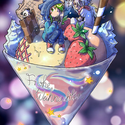 Illustration Weihnachts-Postkarte Lecker Eis und Schnee - Racuun