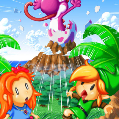 FanArt Zelda Link's Awakening mit Yoshi von Racuun