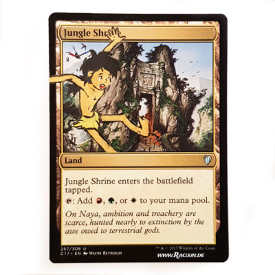 MTG Magic altered Art von Racuun - Jungle Shrine - Mowgli Dschungelbuch