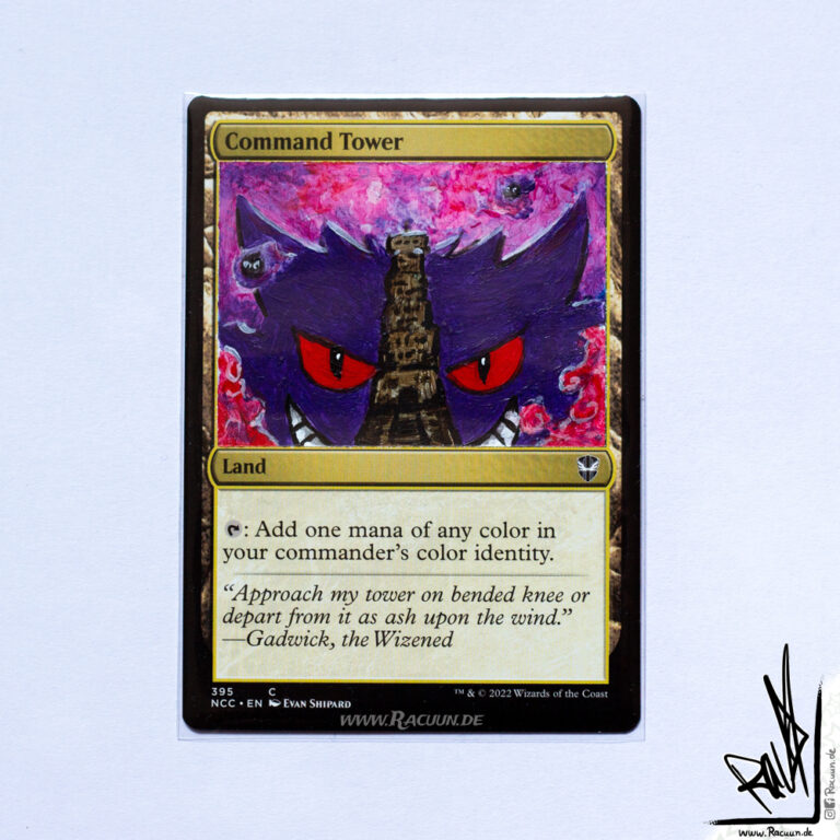 MTG altered art Command Tower Pokemon Gengar Lavandia by Racuun