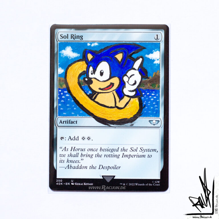 MTG altered art Sol Ring Retro Sonic golden Ring by Racuun